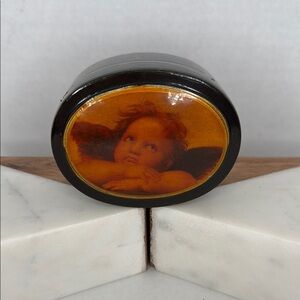 Vintage Estate Raphael Winged Cherub Jewelry Box